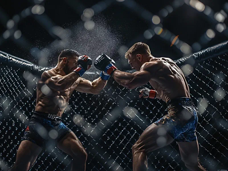 ილუსტრაცია: MMA-ის ორი მებრძოლი ოქტაგონში ერთმანეთს ურტყამს